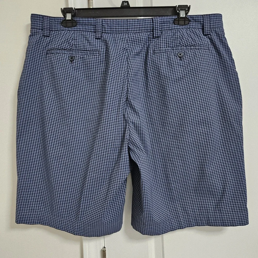 Cutter & Buck Shorts Mens 42 Blue CB DryTec Micro Check Plaid Golf Flat Front